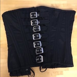 Black Canvas Underbust Goth Corset sz Large